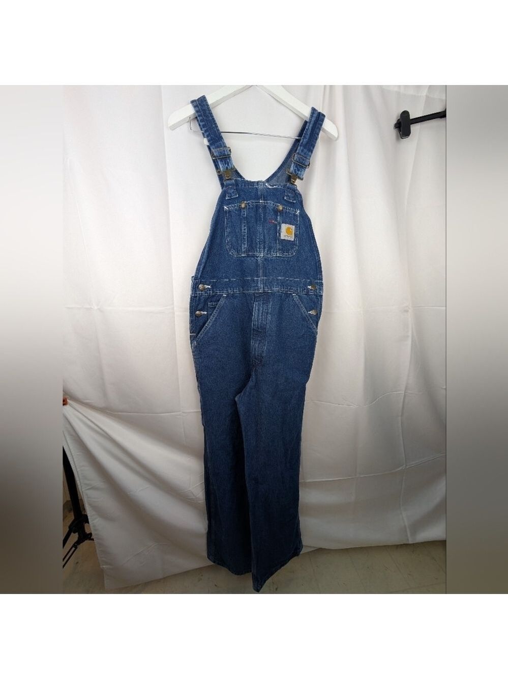 Carhartt Vintage Made In Mexico Blue Denim Overalls Size 32x 30 In VGUC
